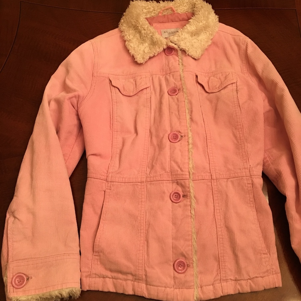 Sonoma Pink Corduroy Jacket with Faux Shearling Collar